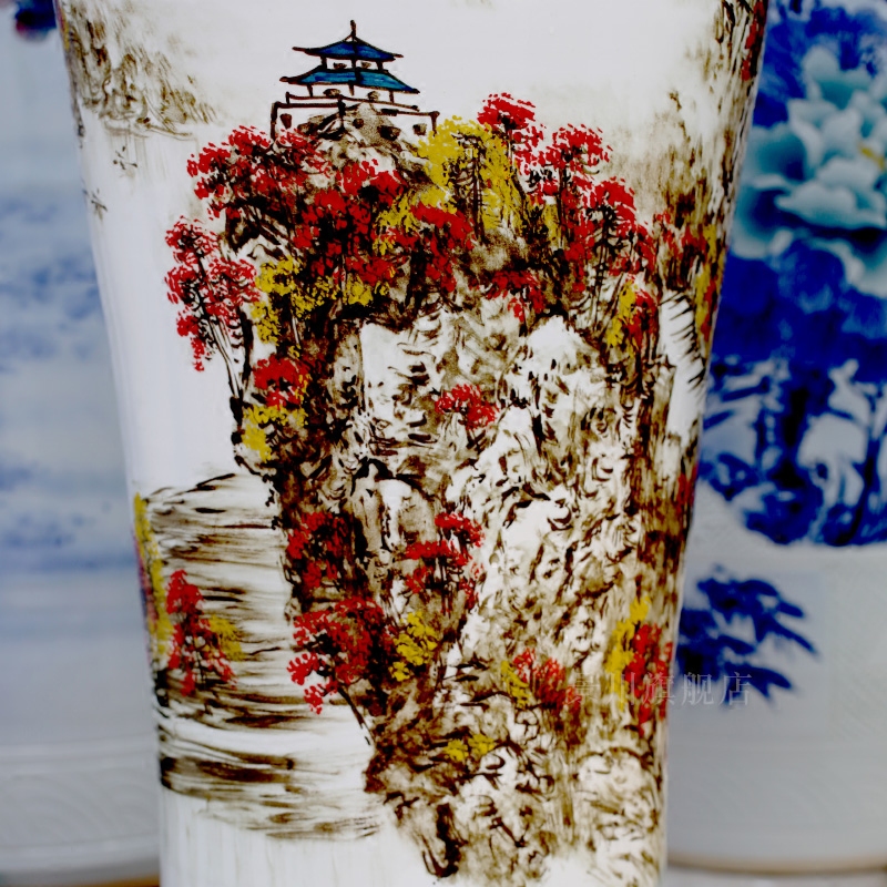 Jingdezhen ceramics green landscape painting its of large vase full shade big porcelain sitting room furnishing articles