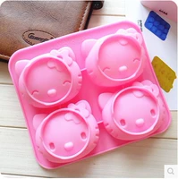 4 lỗ KT mèo khuôn handmade xà phòng làm khuôn silicone khuôn nướng khuôn M01 khuôn oval