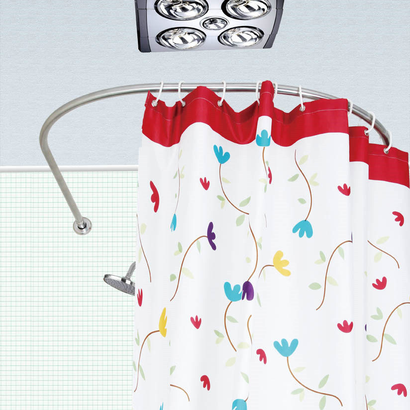 Fidia 304 Stainless Steel U-Shaped Shower Curtain Rod Shower Curtain Set U-Shaped Shower Rod Curved Shower Curtain Rod Bathroom Shower Curtain