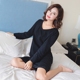 Bộ đồ ngủ nữ mùa xuân và cotton gợi cảm V-cổ XL Phiên bản Hàn Quốc của áo dài tay giản dị dài tay phục vụ mùa hè nội y cao cấp Đêm đầm