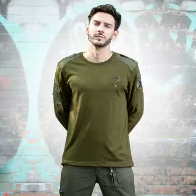 Spring and autumn outdoor military fan clothing men's long-sleeved T-shirt loose army green round neck inner jacket casual overalls long-sleeved T-shirt tide