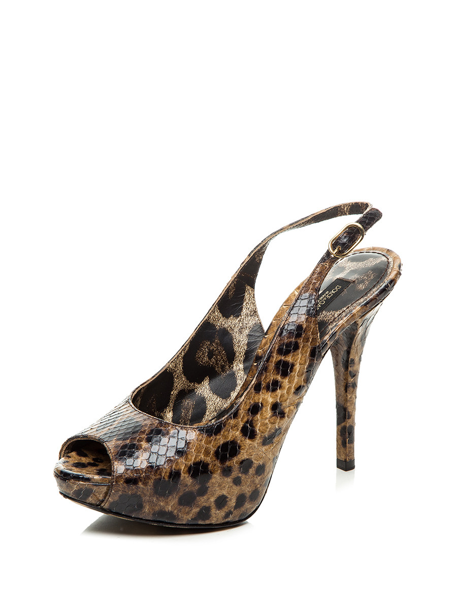 Dolce&Gabbana 棕色豹纹鱼嘴高跟鞋