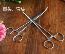 Cupping fire tank pliers cotton ball pliers stainless steel hemostatic forceps 18cm straight head elbow