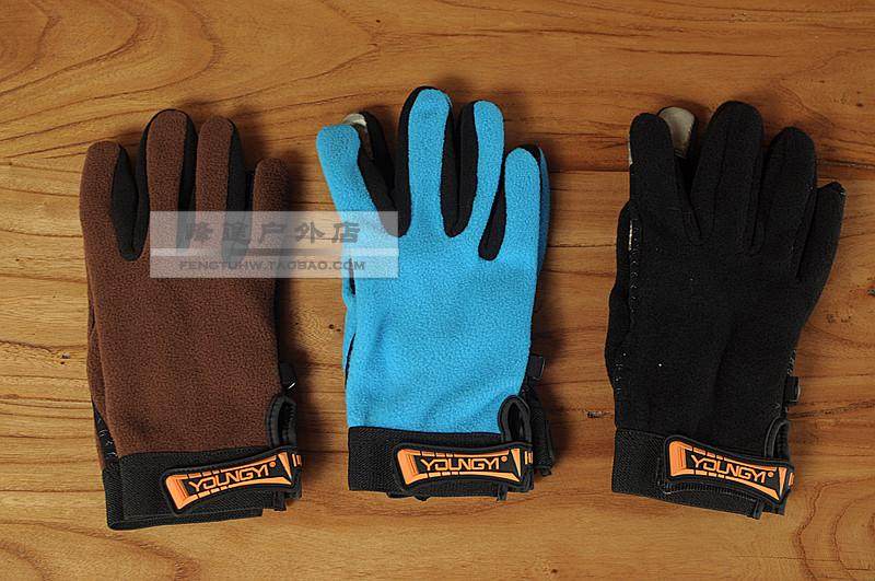 TOUNGYI Yongyi Outdoor Warm Fleece Gloves Lightweight Men's and Women's Autumn and Winter Touch Screen Cotton Riding Full Finger Gloves