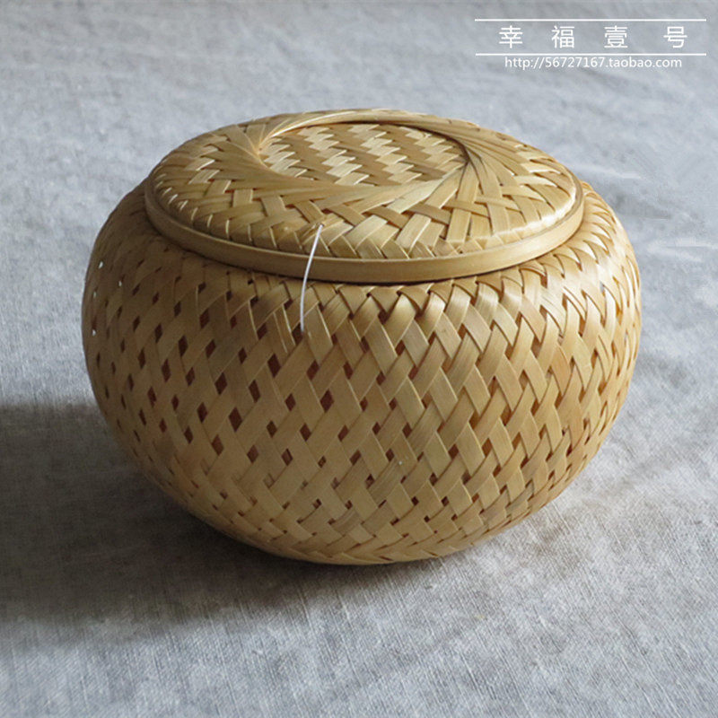 Bamboo - wrapped double - deck tea tank tea box bamboo mini - box bamboo basket bamboo basket bamboo basket