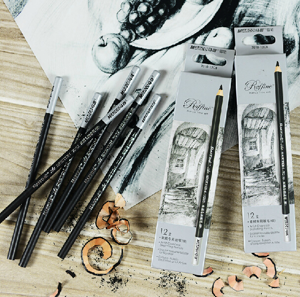 Marco Fine Art Charcoal Paintbrush Sketch Pencil Carbon Pen Drawing Pencil soft medium hard 7010-12CB
