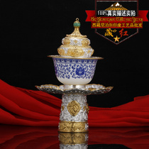 Saffron exotic hand-engraved hammered sterling silver gilt auspicious eight treasures pattern tea set cup wine set and cup