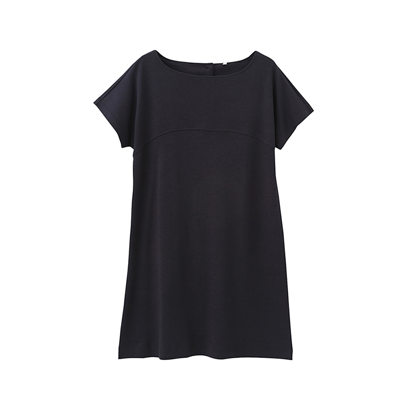 无印良品MUJI 女式 棉混罗马布短袖连衣裙