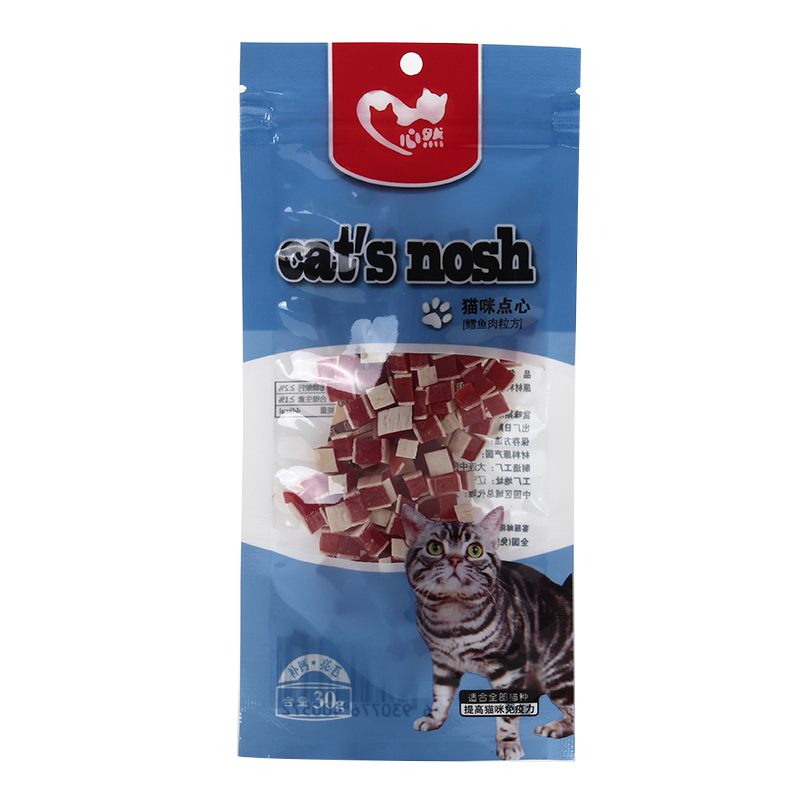 心然猫咪零食 鳕鱼肉粒方肉干30g调理肠胃去毛球美毛 宠物零食