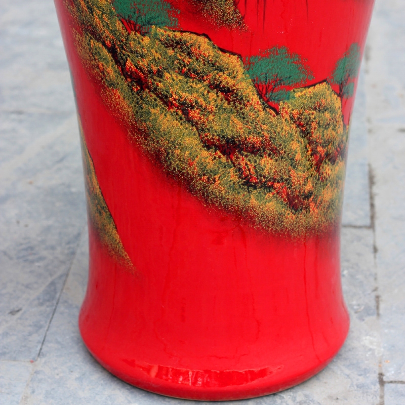 China jingdezhen ceramics high temperature red large vase hand - made landscape painting gourd porcelain decorative furnishing articles