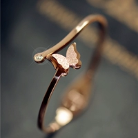 Titan thép mạ vàng hồng 18K mờ cánh tay bướm thời trang Hàn Quốc vòng tay trang sức nữ quà tặng S006 vòng tay cartier