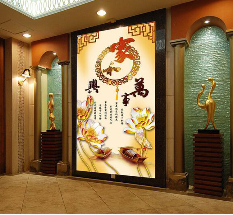 3D modern living room TV background wall wall wall wall brick of jade luxury sculptor and all - incing flower