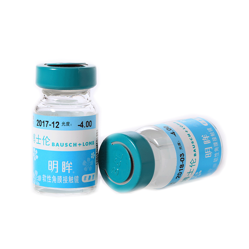 博士伦明眸小直径高透氧近视隐形眼镜年抛1片装透氧保湿YN