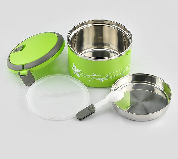 Sealed double-layer straight lunch box Stainless steel insulation lunch box Rice bucket carrying pot Children's student lunch box lunch box