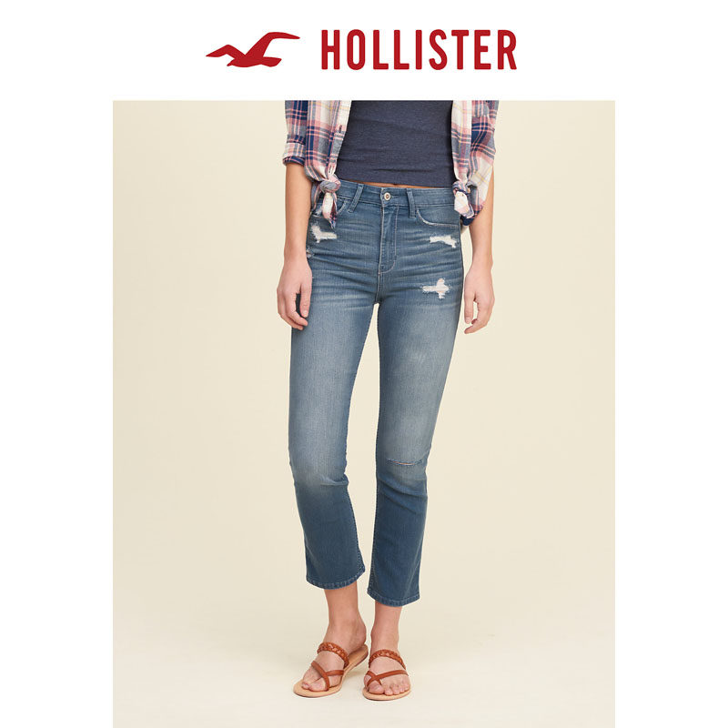 Hollister 2016春装新款 高腰九分牛仔裤 女 112543