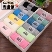 Snow Weiyi cotton đôi kim của phụ nữ vớ Cotton ống kinh doanh nam vớ kháng khuẩn và khử mùi nam và nữ hộp quà tặng vớ