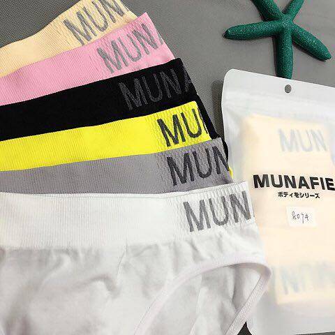 ຊຸດຊັ້ນໃນຂອງແມ່ຍິງຍີ່ປຸ່ນ munafie ຮ່າງກາຍຂອງແມ່ຍິງຄວບຄຸມ tummy pants ກາງແອວ seamless breathable hip ສາມຫຼ່ຽມ summer ແບບບາງໆ