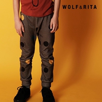 wolf and rita male and female child baby spring autumn money long sleeve t-shirt baby pure cotton blouse long pants suit