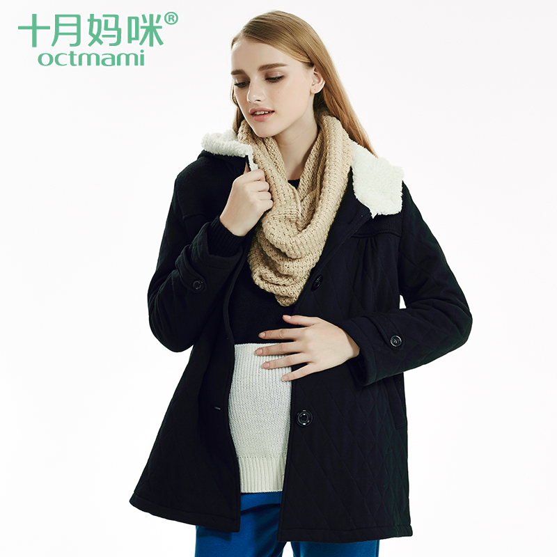 十月妈咪孕妇装冬装2016时尚韩版厚带帽孕妇外套保暖长款孕妇棉衣