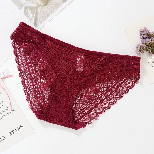 少女美屋 Прозрачные сексуальные красные трусы, нижнее белье для невесты, бордовый оберег на день рождения