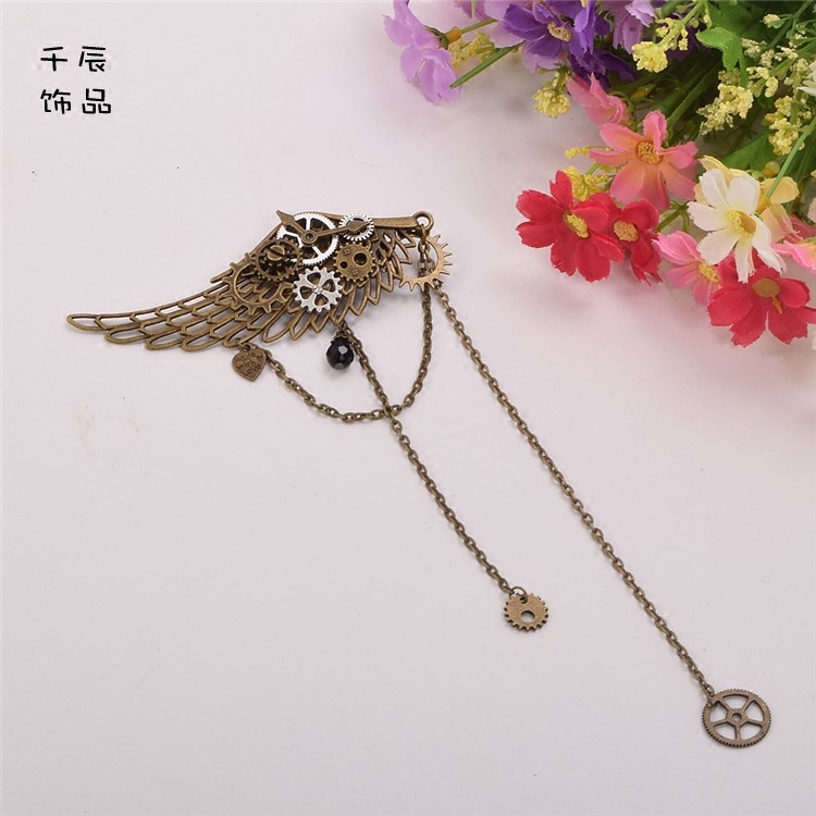 New steampunk accessories, Lolita style, mechanical gear wings, tassel hair clips, unique and niche.