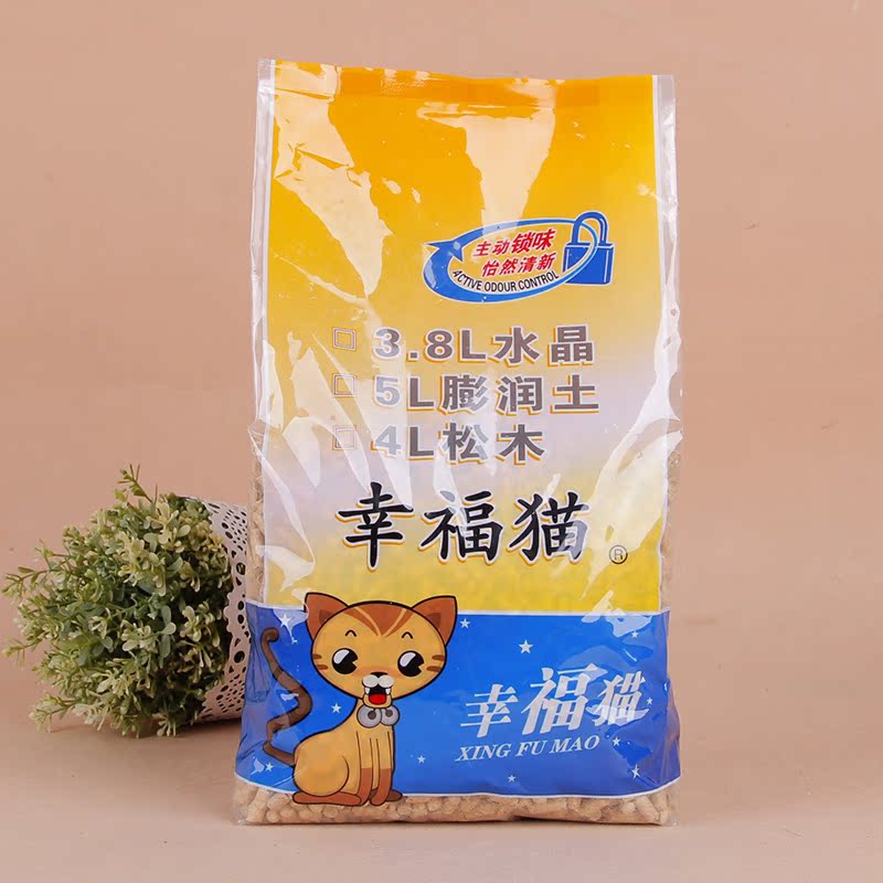 江浙沪包邮 幸福猫松木猫砂猫沙4L 天然除臭环保少灰尘宠物猫用品
