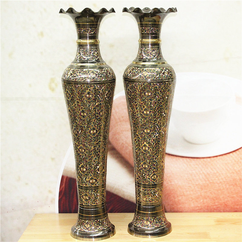 Pakistan Handicraft Direct Sale Copper Bronze Sculpture 24-inch Postomas Day Vase Home Decoration BT540