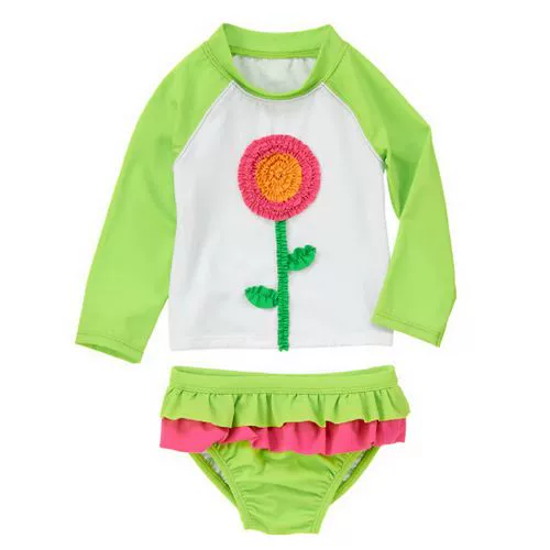 Spot GYMBOREE American Haitao Tropical Kerr Green Flower Long Sleeve Split Swimsuit - Đồ bơi trẻ em