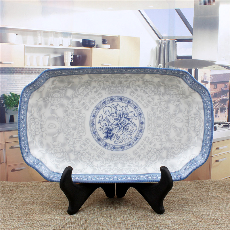 Both the people 's livelihood industry prosperous garden 11.5 inch fish dish rectangular plate of the big fish dish full flower - glazed in dinner