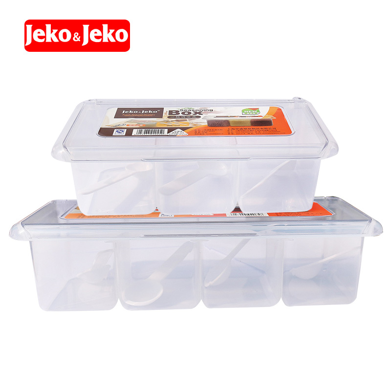 Jeko＆Jeko三格塑料密封防潮防虫调味盒 内赠3调味勺