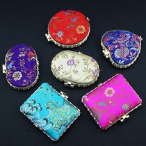 Exquisite brocade satin portable makeup mirror Portable double-sided folding Chinese style characteristic business abroad small gift