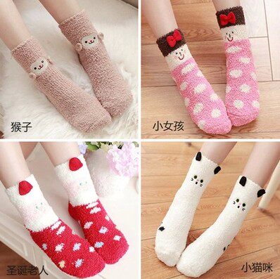 Promotion Day Yesterday Floor Socks Coral Very Cartoon Warm Socks Gift Box Towel Socks Lady Socks