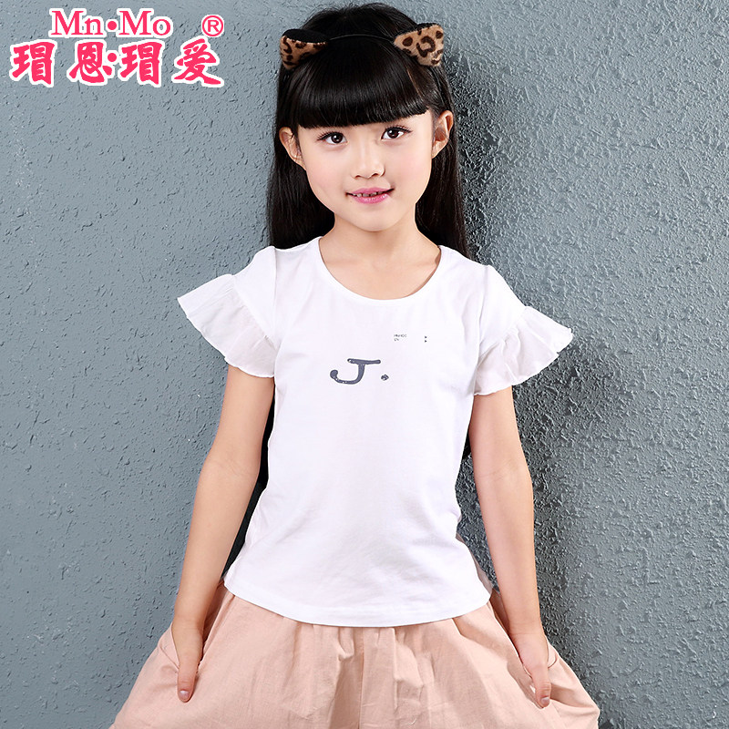 瑁恩瑁爱女童短袖t恤中大童圆领上衣童装2016夏装儿童学生无袖T恤