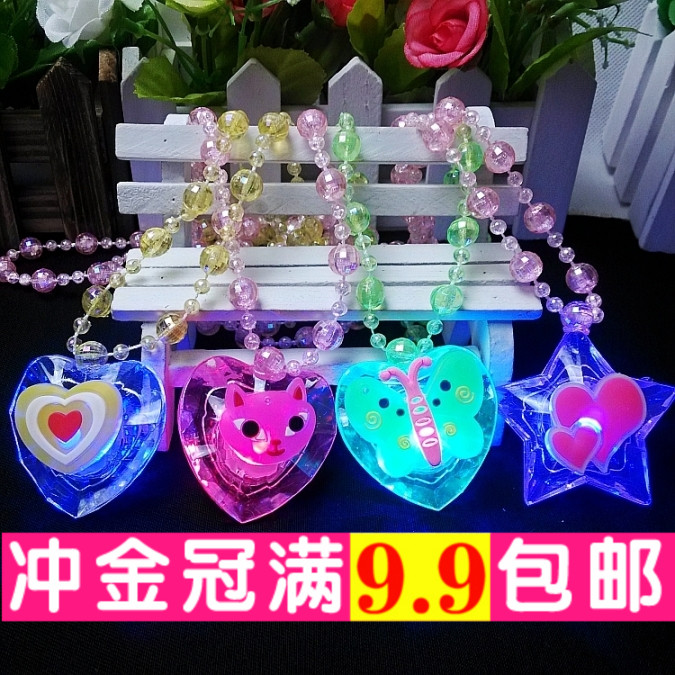 Children Shine Toy Puzzle Soft Micelles Light Necklace Cartoon Seven Colorful Luminous Necklace Flash Hand Ring Batch Heat