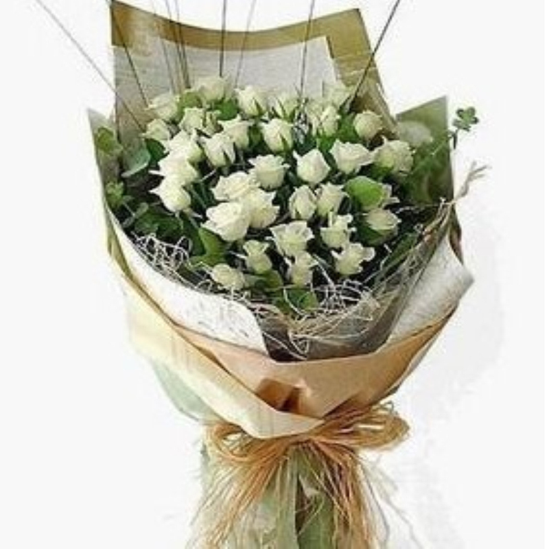 27朵白玫瑰花束鲜花速递宁国鲜花店宣城池州庄河恋人表白送花生日