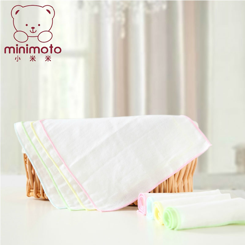 minimoto小米米纱布喂奶方巾 手帕 8条装YA0411
