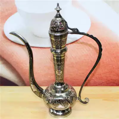 Pakistani handicrafts Bronze 16-inch baked silver ethnic pot imported Arabic style gift BT22