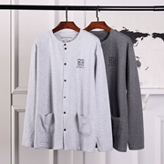 Trung niên và old-fashioned mùa thu quần áo của nam giới khóa bông mảnh duy nhất áo sơ mi đồ lót nhiệt cardigan tuổi cotton áo len nam