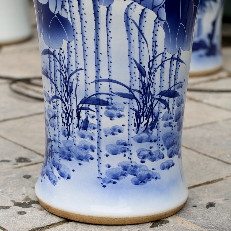 Fish of jingdezhen blue and white porcelain painting lotus sitting room of large vase household furnishing articles of modern ceramics handicraft