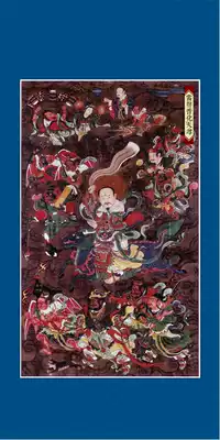 Taoist immortal portrait water and land painting nine days Yingyuan Thunder sound Universal Zun patrol picture silk hanging shaft 50x100