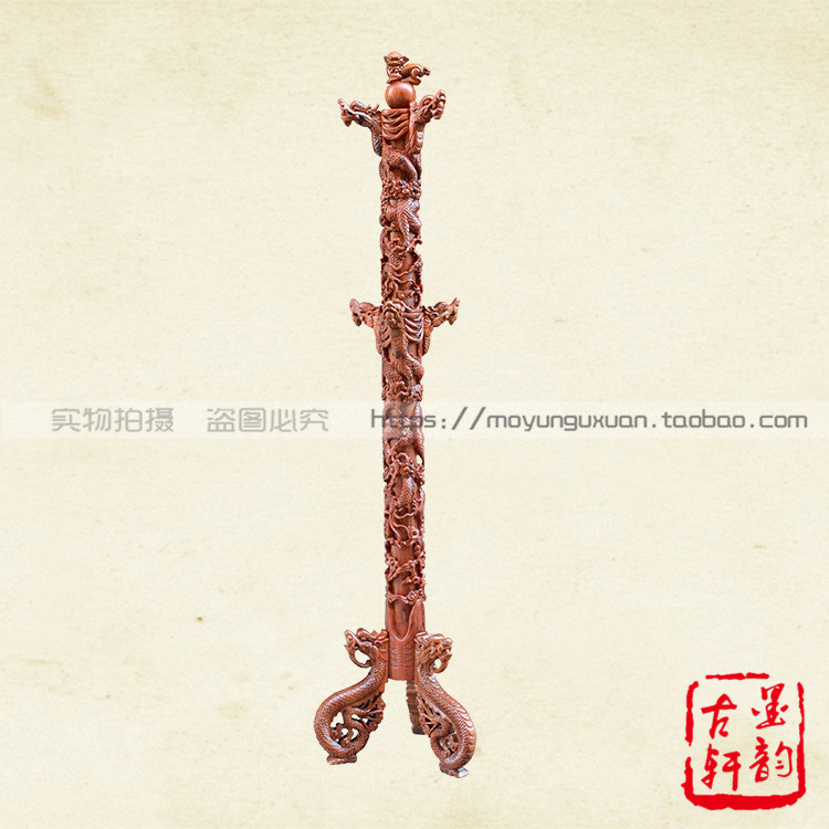 Burmese rosewood floor-standing coat rack mahogany coat rack hand-carved whole body carved dragon floor coat rack
