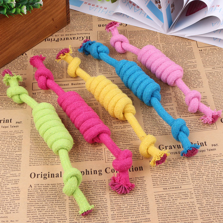 Cat and Dog Toys New Candy Color Pet Cotton Rope Candy Knot