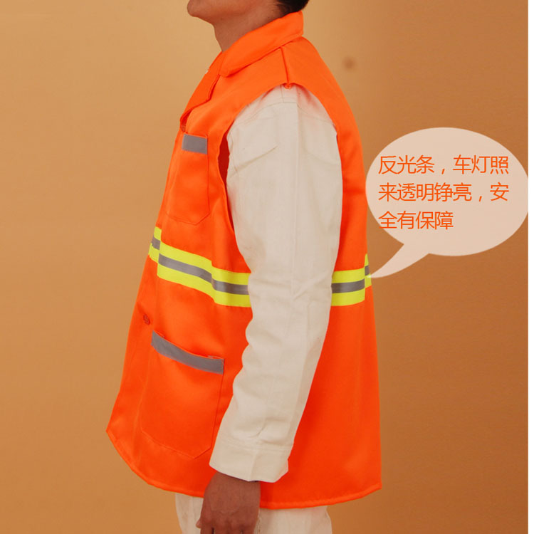 Lap-collar waistcoat Reflective Vest Railway Road Construction Protective Clothing Ring Guard for landscaping forest green orange color print