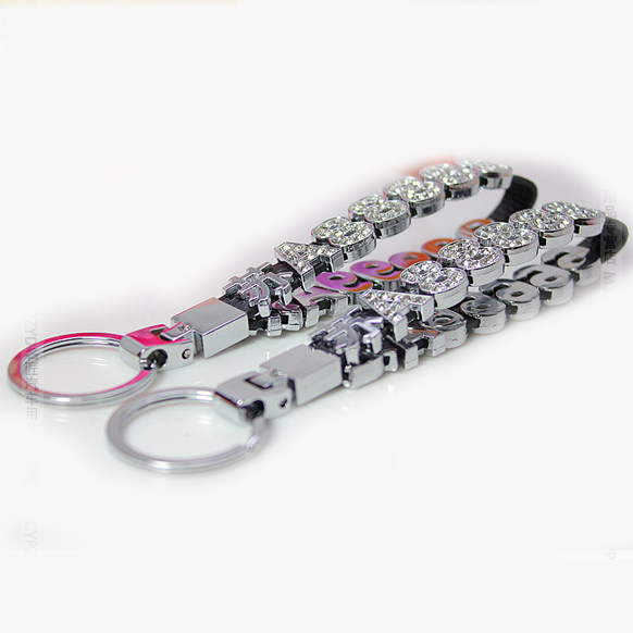 DIY汽车钥匙扣 创意车牌号码 定制钥匙链挂件 镶钻焕然车用钥匙圈