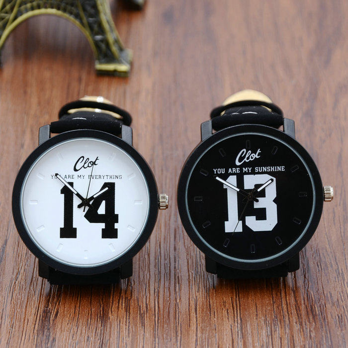 韩国原宿风复古简约潮流时尚男女早安晚安带字中学生 情侣手表