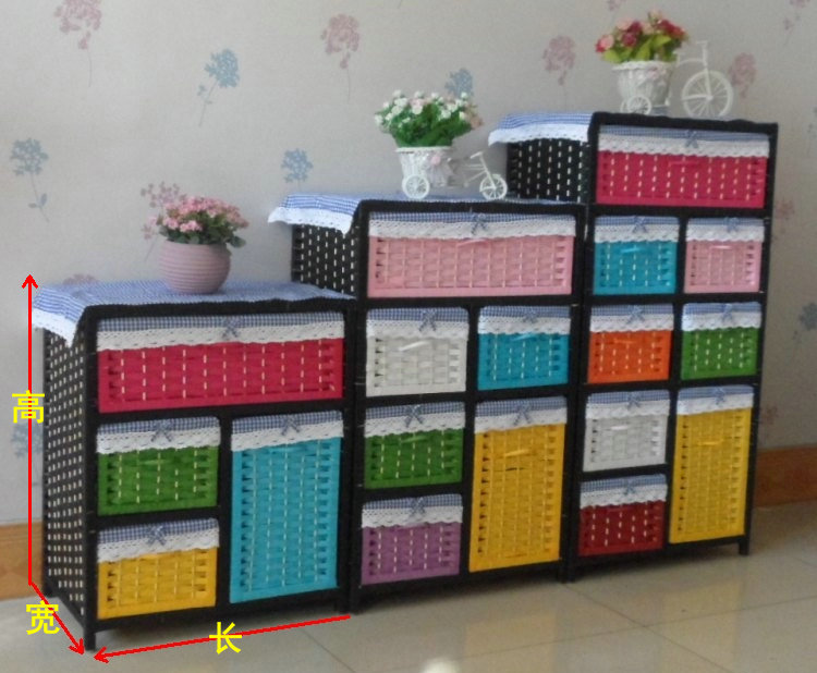 Rattan Solid Wood Simple Wardrobe Field Garden Children's Chest of drawers Chest Baby Toddler Baby Toddler Toddler Toddler