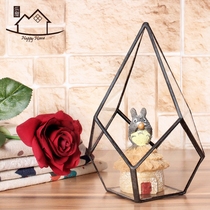 Glass cover geometric ornaments creative jewelry succulents micro landscape immortal flower room craft ecological bottle gift box