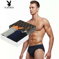 Playboy tóm tắt đủ màu cotton nam thanh niên eo rộng đan quần cotton hộp quà tặng chính hãng quần lót nữ thun lạnh siêu mỏng