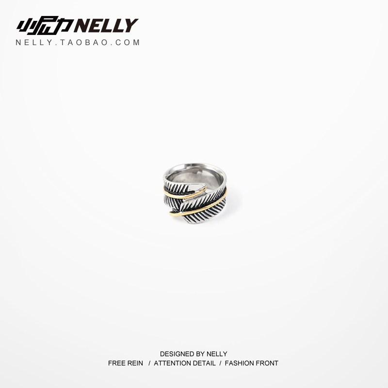 Punk style ring male index finger ring retro ring female Indian feather ring metal ring personality domineering retro