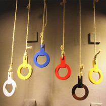 Clothing store hanging ring clothes hanger display rack hemp rope hook wall hanging hanging chain clothes hanging wooden hanger